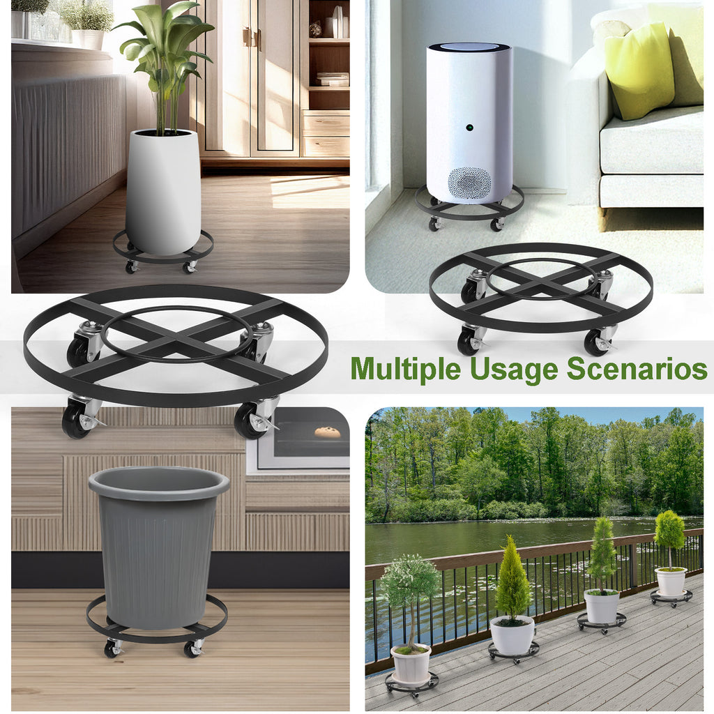 2-Pack Heavy Duty Metal Plant Caddy with 360Â¡Ã£ Wheels