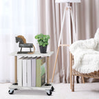 Rolling Narrow End Table for Livingroom Sofa Side Table with Wheel Wood Small Nightstand Table for Bedroom Living Room Sofa Office