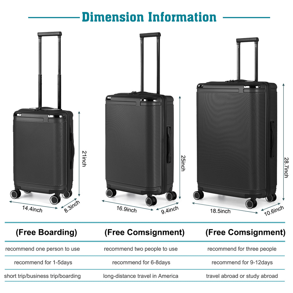 3PCS Luggage Set Suitcase w/TSA Lock Wheel Durable Spinner Hardshell Lightweight