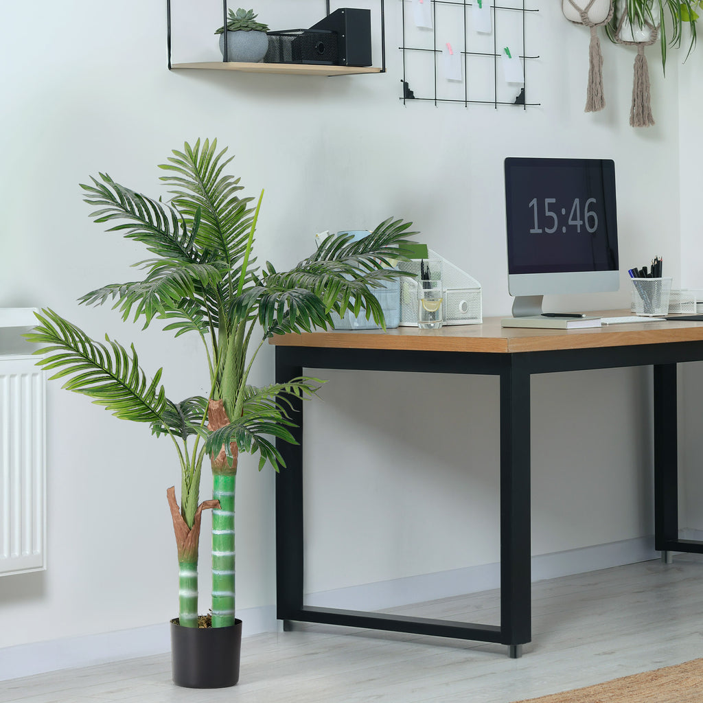 4FT Artificial Palm Tree - Lifelike Faux Tropical Plant in Pot - Realistic Textured Trunk & Silk Leaves for Indoor Home Office & Holiday Decor
