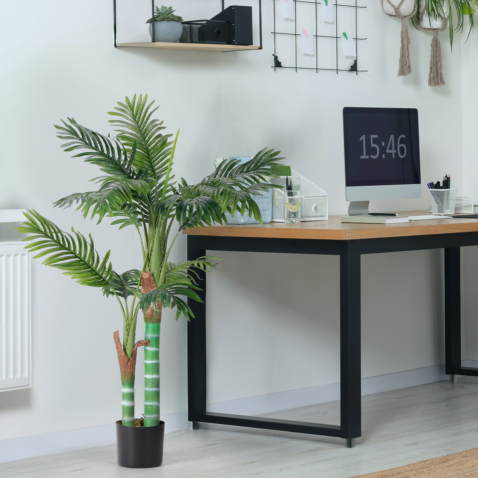 4FT Artificial Palm Tree - Lifelike Faux Tropical Plant in Pot - Realistic Textured Trunk & Silk Leaves for Indoor Home Office & Holiday Decor