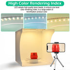12" Pro Photography Lightbox Kit with Motorized Turntable, Phone Holder & Mirrored PVC for 3D Models