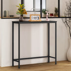 Sleek Black Narrow Entryway Console Table, Versatile Thin Side Table for Living Room, Foyer, and Office
