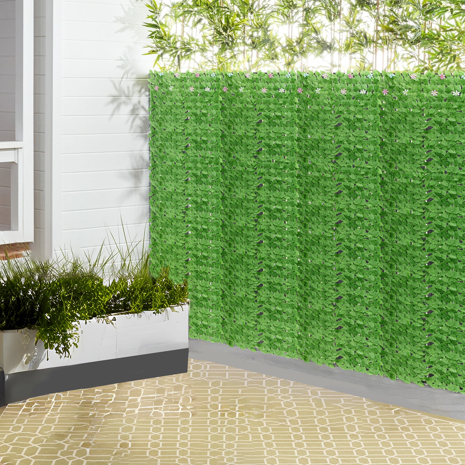 24-Pack 15inch x 11inch Artificial Grass Wall Panels - UV Protected Backdrop Greenery for Balcony & Patio