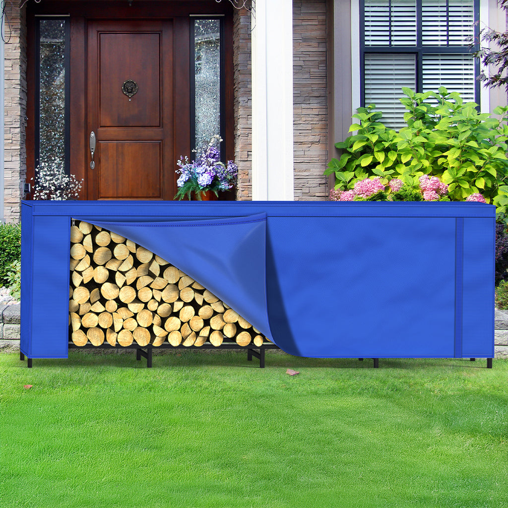 5.3ft Heavy-Duty Firewood Rack with Waterproof Cover, Weather Resistant Log Stacker for Outdoor Wood Storage, Large Capacity,