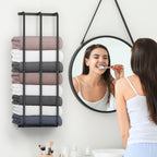 Vertical Towel Rack | Wall-Mounted Metal Organizer for Rolled Bath Towels & Linens