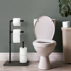 Independent Floor-Standing Industrial Iron Pipe Restroom Tissue Dispenser for Bathroom and Guest Spaces, Matte Black Finish