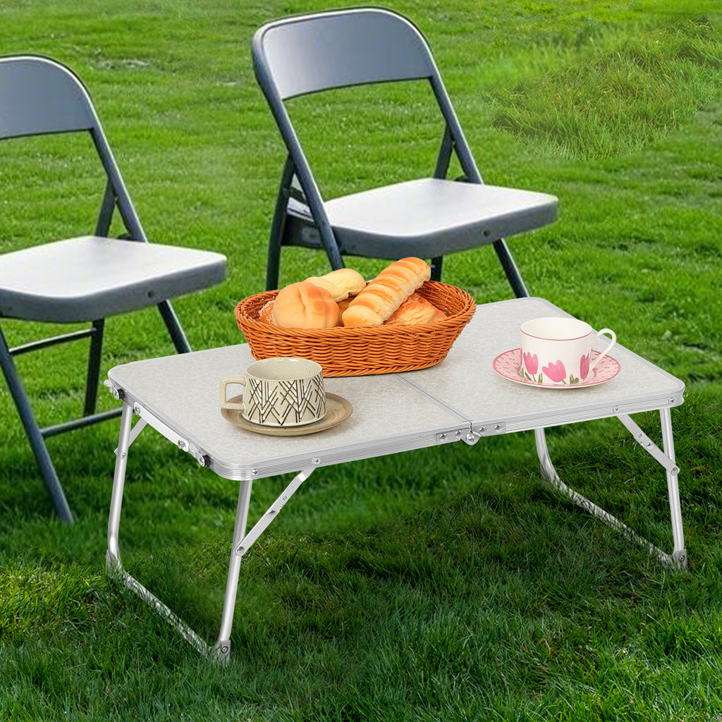 24-Inch Folding Aluminum Camping Table - Portable Low Picnic Table for Outdoor & Indoor Use - Lightweight Small Table for Tailgating & Garden