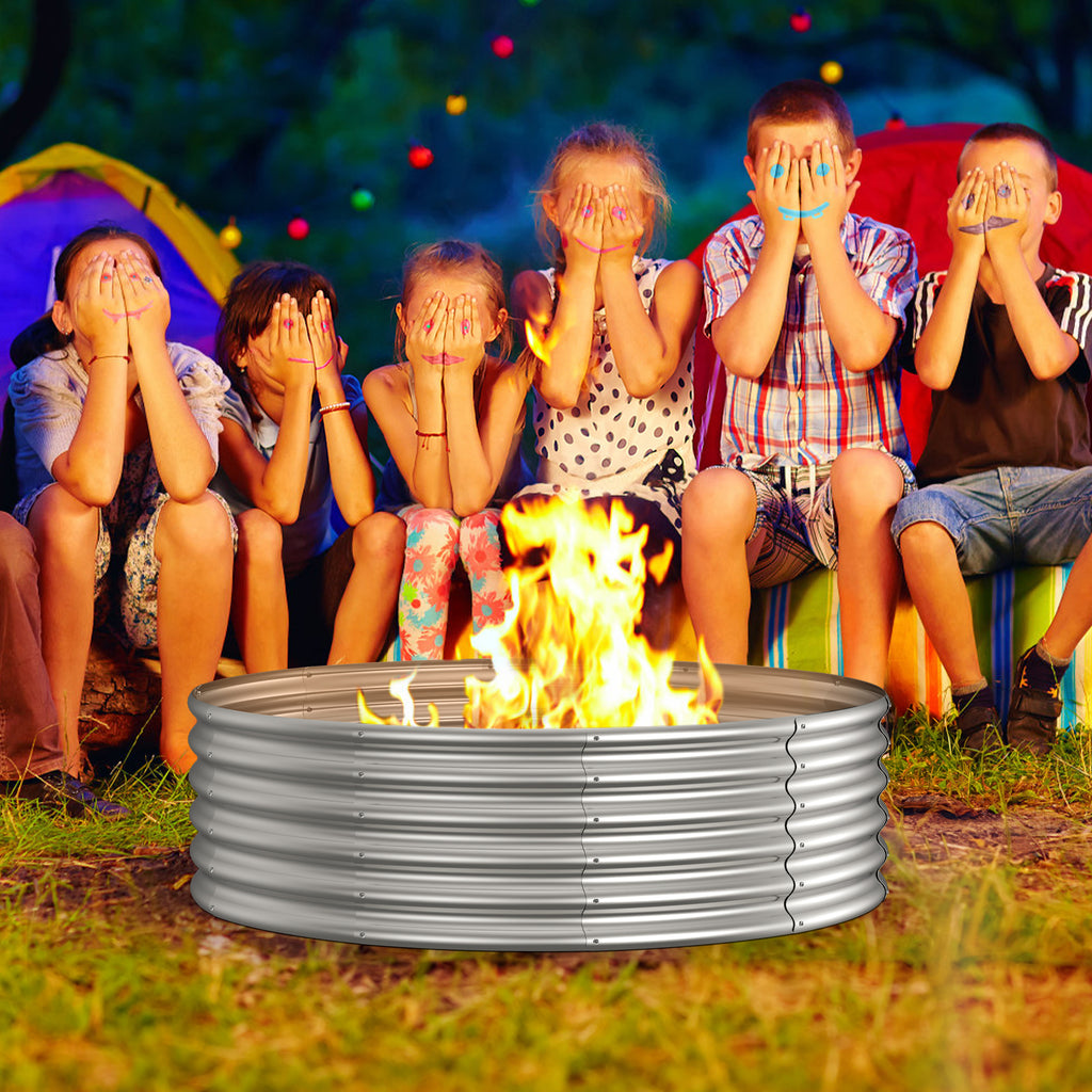 Large Round Galvanized Fire Pit Ring & Garden Planter