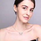 18K White Gold Plated Adjustable Crystal Butterfly Necklace
