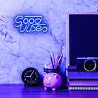 "Good Vibes" Neon Sign - USB Powered LED Wall Decor Light for Bedroom, Bar, Party & Wedding