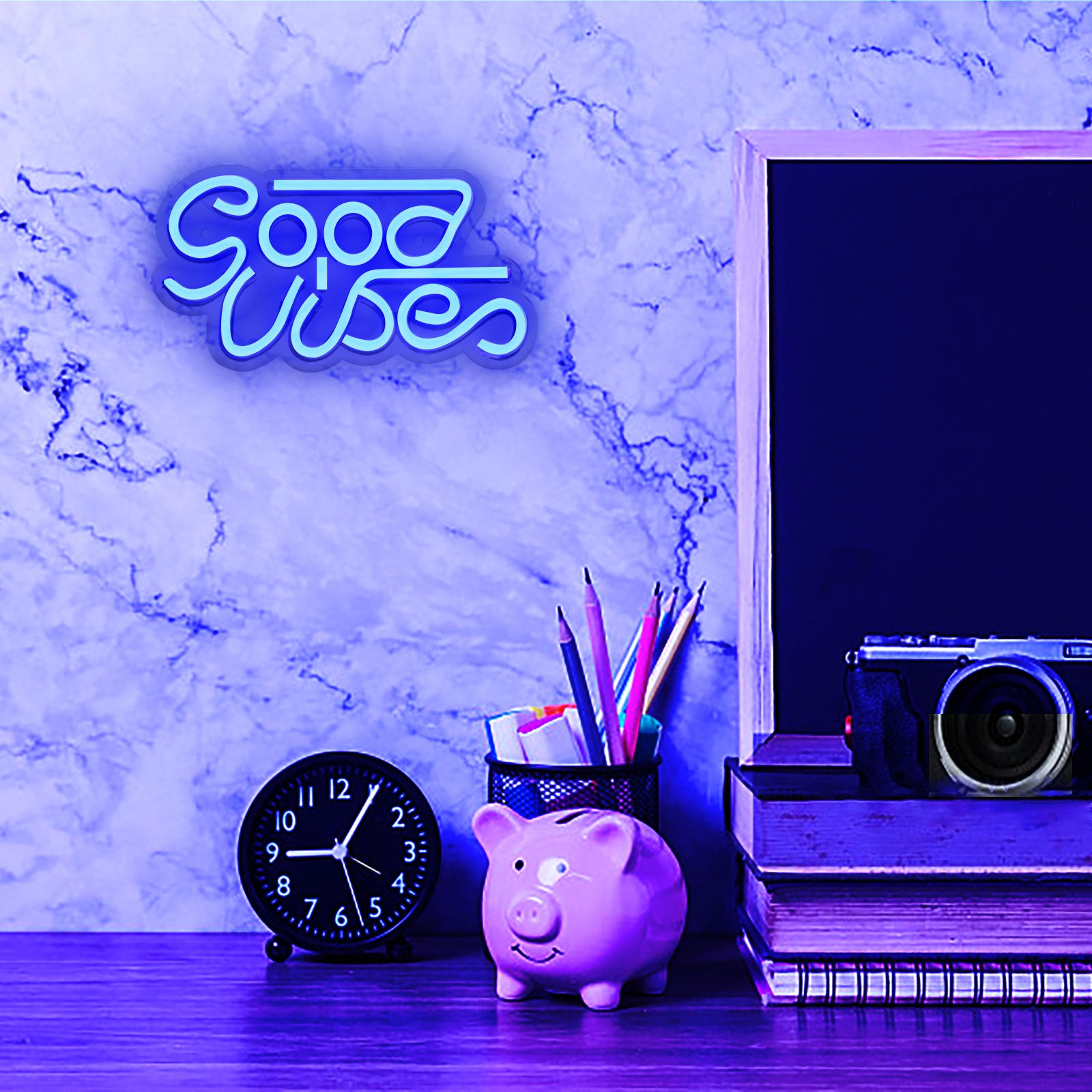 "Good Vibes" Neon Sign - USB Powered LED Wall Decor Light for Bedroom, Bar, Party & Wedding