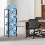 4-Tier 5 Gallon Water Bottle Holder Rack - Heavy Duty Stackable Water Jug Storage Organizer for Kitchen, Office & Breakroom, Black