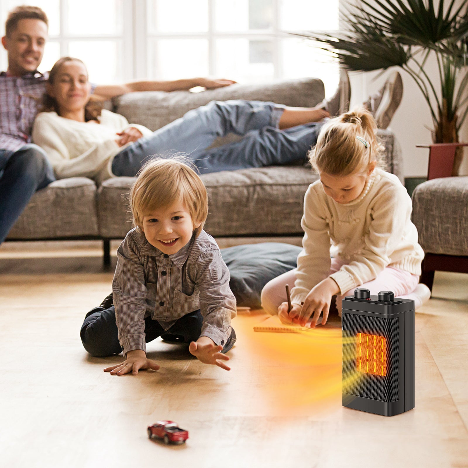 1500W Oscillating Ceramic Room Heater with Adjustable Thermostat and Safety Features for Home or Office