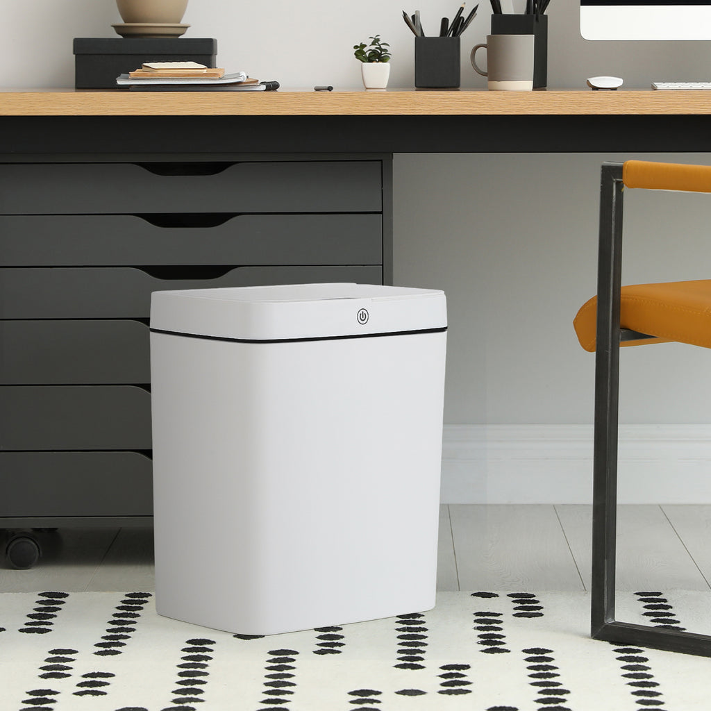 3-Mode Intelligent Sensor Trash Can - Automatic Touchless Garbage Bin with Battery Operation - Modern White Wastebasket for Bedroom & Bathroom