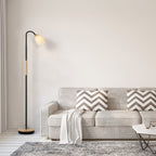 Rustic Wood Center Pole Floor Lamp - Simple Standing Tall Light for Living Room, Bedroom, and Home Office Decor