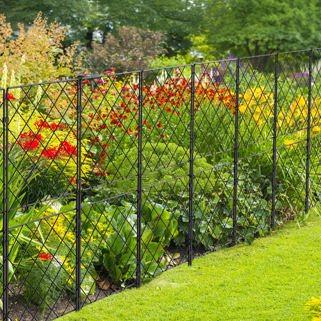 10-Pack Square Decorative Garden Fence - 37.5inch High Rustproof Metal Animal Barrier - Outdoor Garden Edging & Boundary Fencing for Dogs & Rabbits