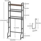 Iron & Oak 3-Tier Over-the-Toilet Organizer | Industrial Space-Saving Bathroom Station with Integrated Paper Holder