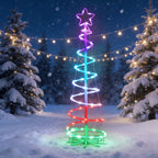 2-Pack Spiral Christmas Tree Lights with Star Topper - Collapsible LED Cone Trees for Indoor/Outdoor