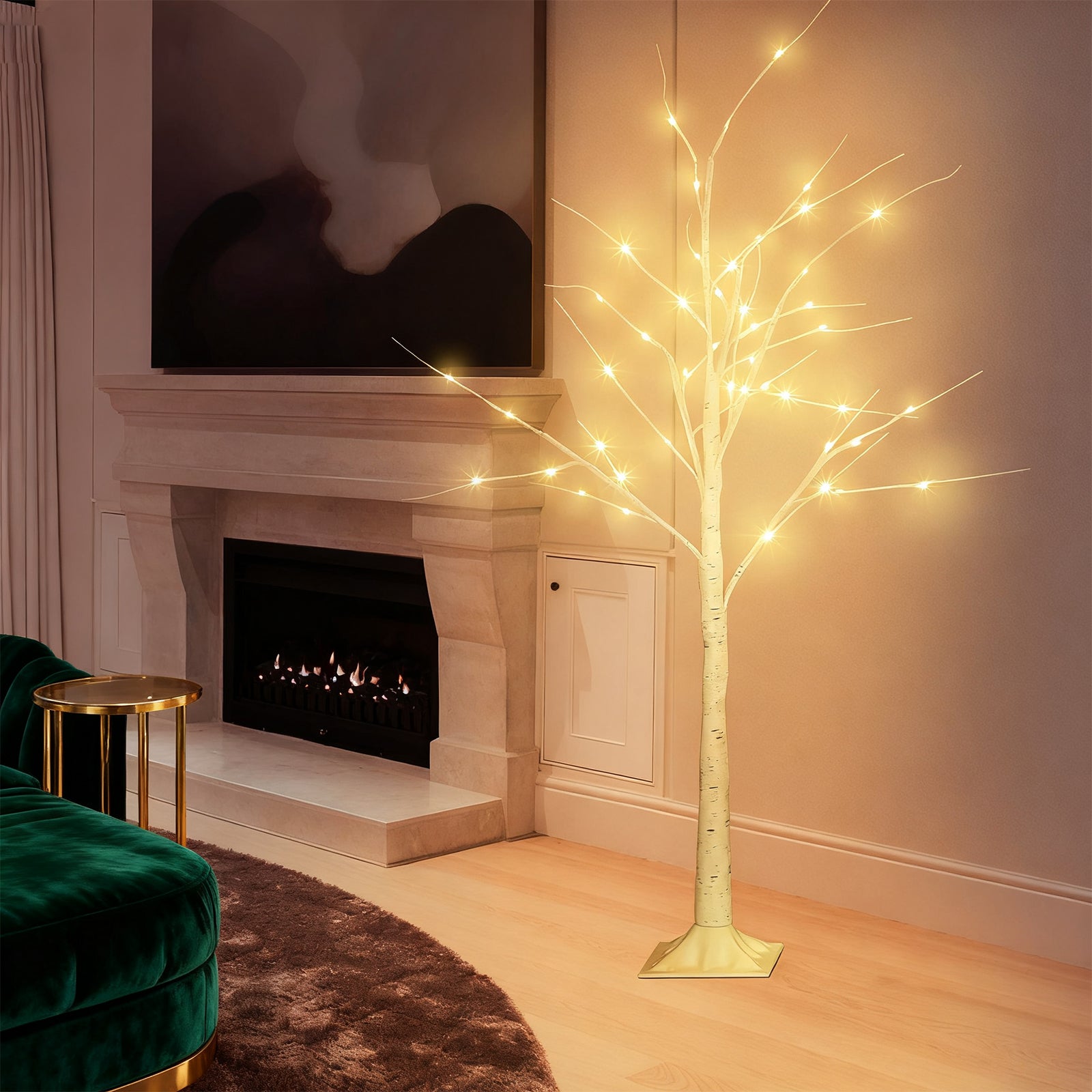 2-Pack 4FT Lighted Birch Trees with Fairy Lights - Plug-in Artificial Christmas Twig Trees for Indoor/Outdoor