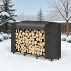 Firewood Rack with Cover - Heavy Duty Outdoor Log Holder & Storage Stand, Black