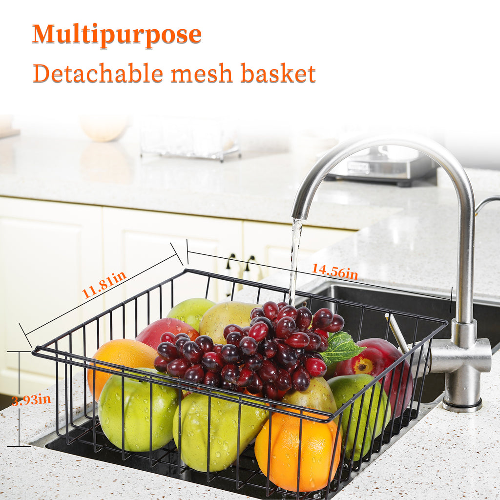 4-Tier Rolling Fruit & Vegetable Basket Cart - Mesh Wire Storage Trolley with Wood Top and Side Handle