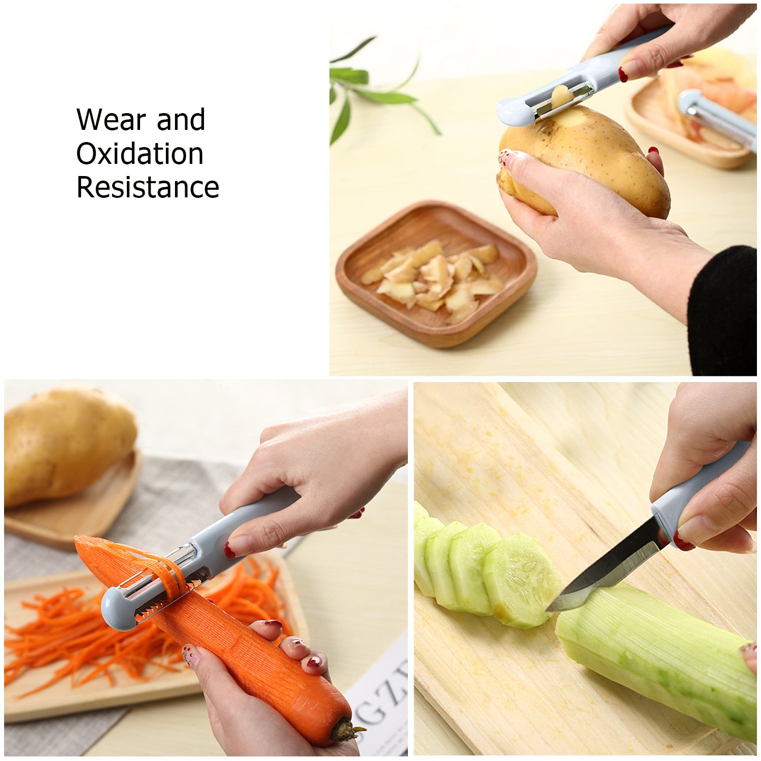 Versatile Triple-Action Stainless Steel Vegetable and Fruit Swivel Peeler Kitchen Tool