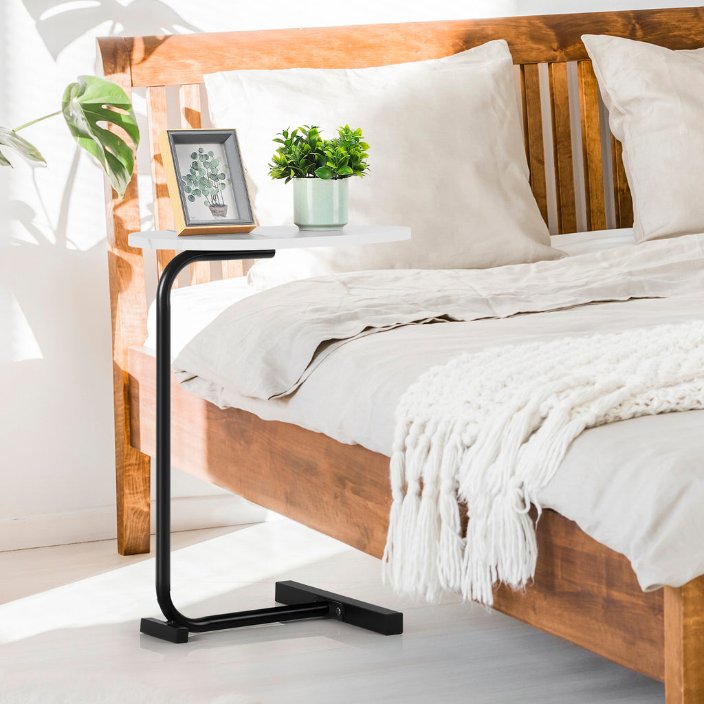 C-shaped sofa and bedside table, built-in imitation marble tabletop metal frame table, small space coffee table