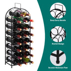 23-Bottle Freestanding Wine Rack - 7-Tier Metal Wine Holder & Display Stand, Black