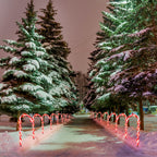 10 Pack 21" Candy Cane Lights Outdoor Pathway Markers - 60 LED Xmas Walkway Decorations w/ Stake