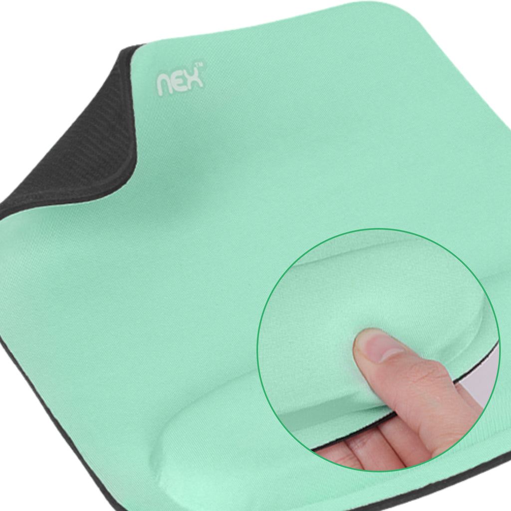 Ergonomic Memory Foam Mouse Pad & Keyboard Wrist Rest Set, Mint Green Wrist Support Pads for Office, Gaming, Laptop, Computer