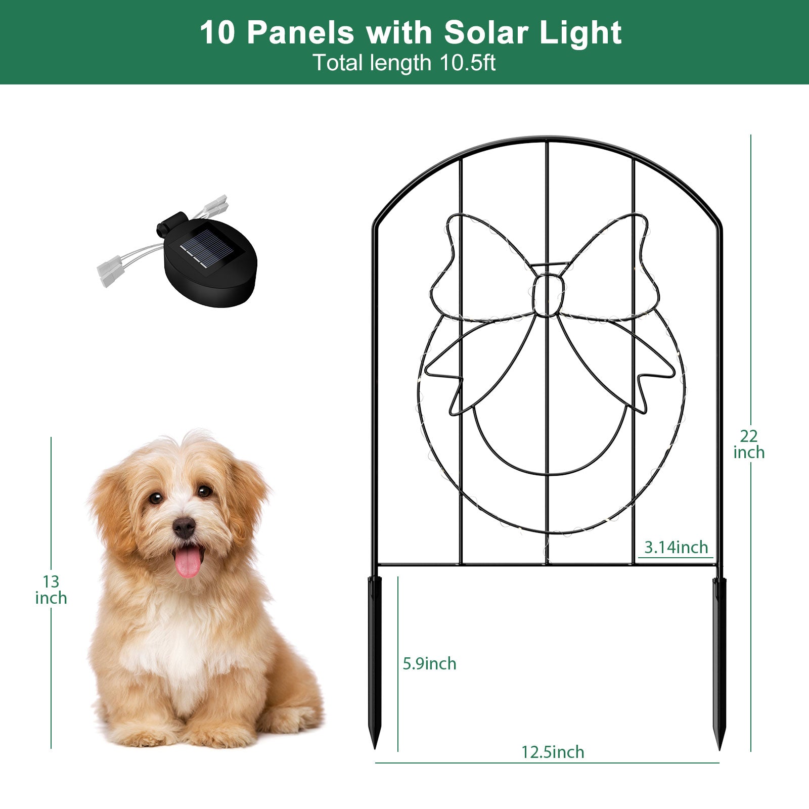 10-Pack Decorative Garden Fence - 10.5ft Christmas Pattern Metal Border, Animal Barrier for Patio & Yard