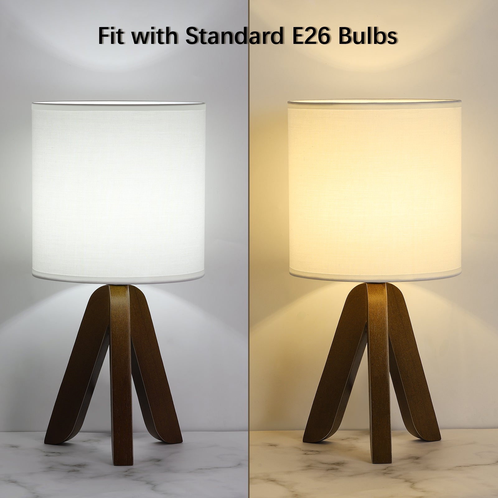 Pair of Modern Tripod Nightstand Lamps for Bedrooms and Nurseries - Stylish Dual Bedside Lighting Set