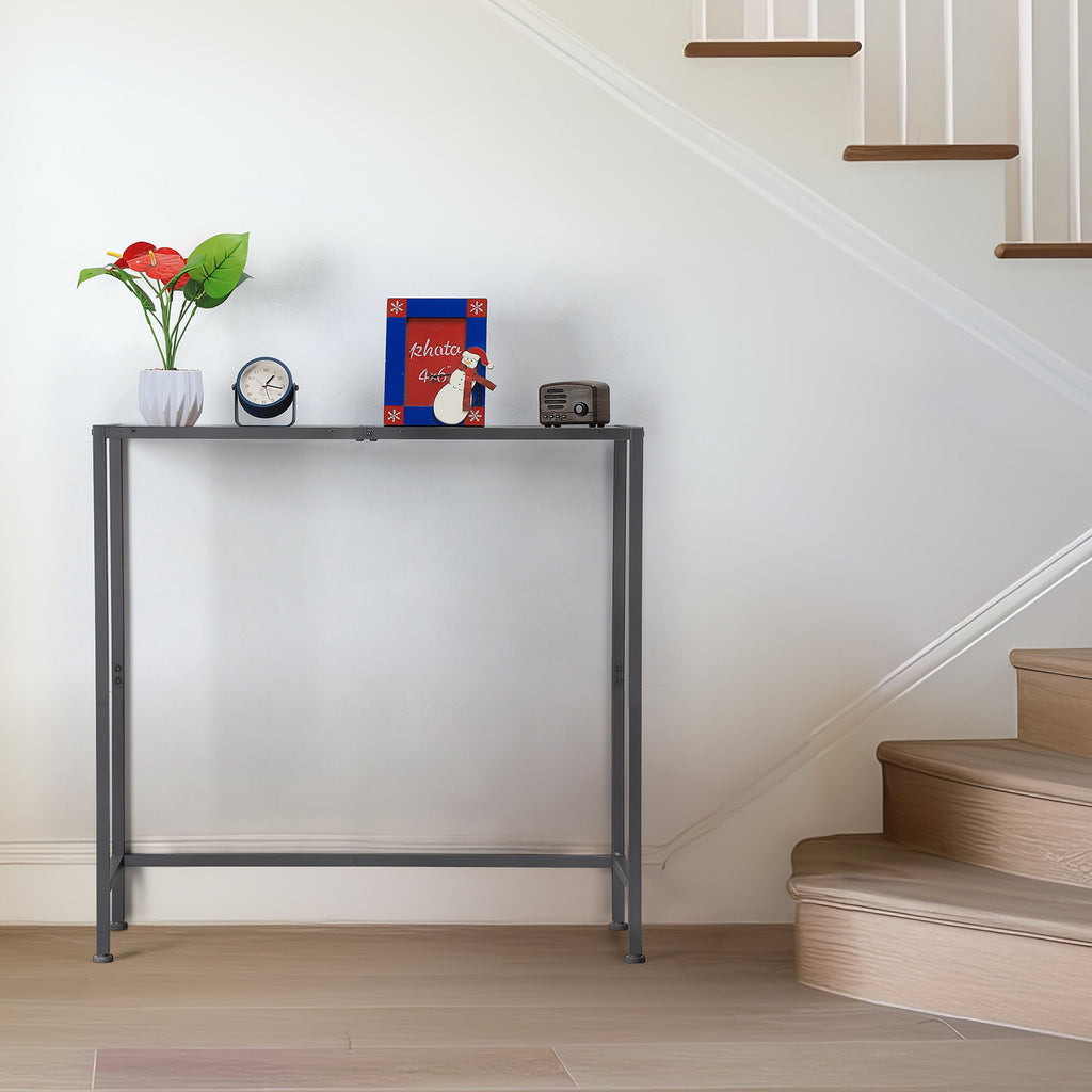 31.5" Industrial Console Table with Sturdy Metal Frame - Multi-Purpose Sofa Table for Entryway, Office Reception & Living Room, Black