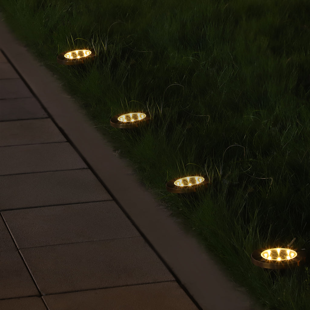 8 Pack Solar In-Ground Lights, 8 LED Outdoor Solar Disc Lights, IP65 Waterproof Landscape Lighting for Yard, Pathway, Patio, Walkway, Warm White