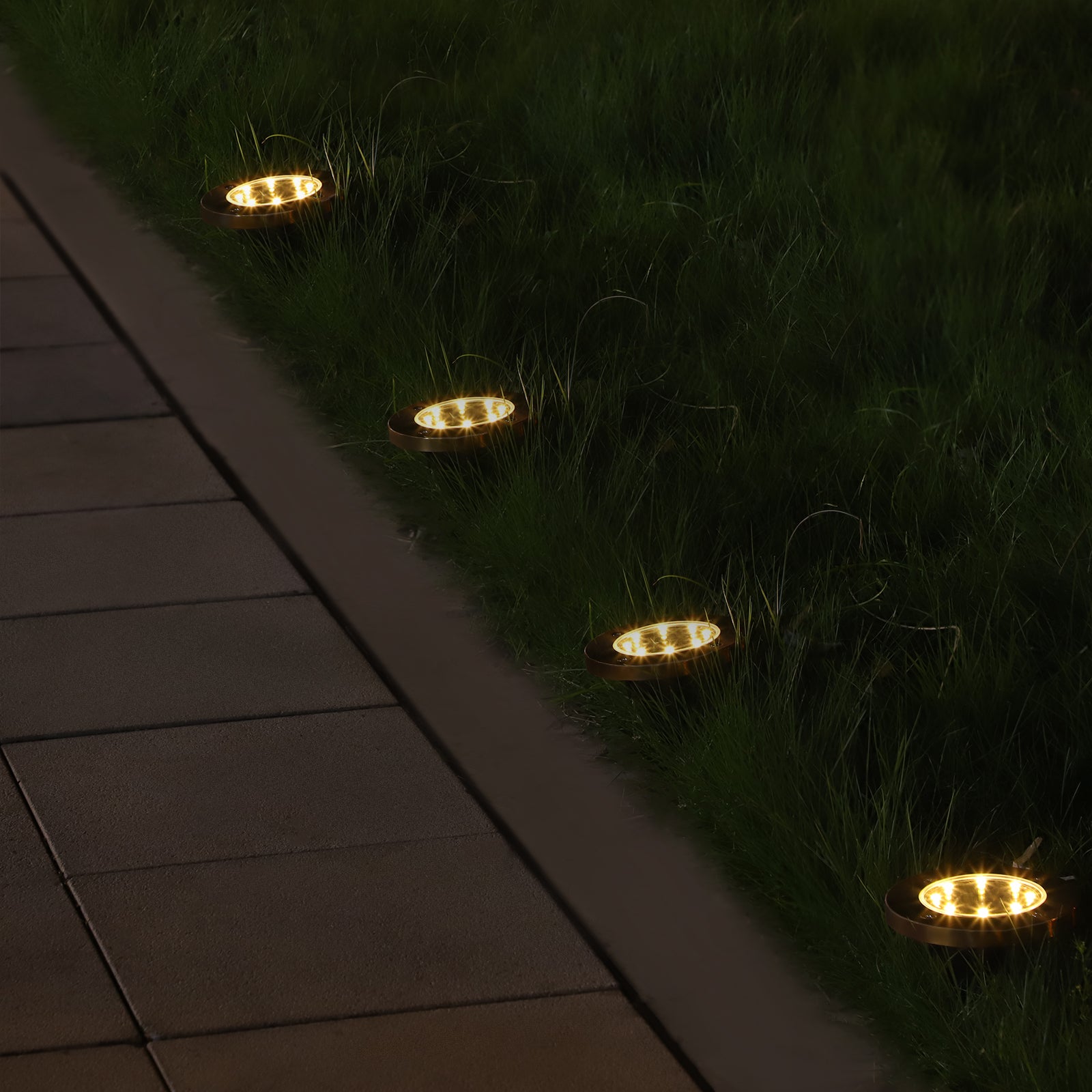 8 Pack Solar In-Ground Lights, 8 LED Outdoor Solar Disc Lights, IP65 Waterproof Landscape Lighting for Yard, Pathway, Patio, Walkway, Warm White