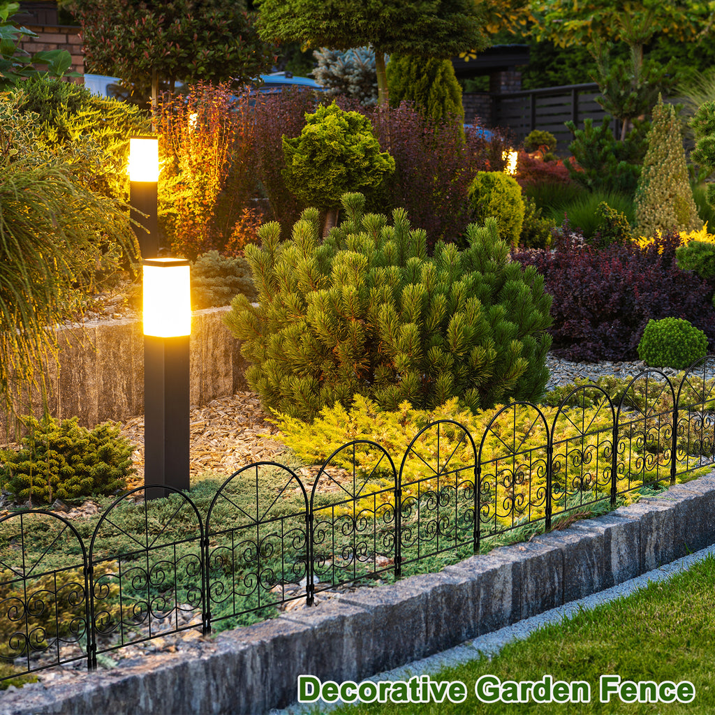 10/30 PCS Decorative Garden Fence, 22in x 10ft/30ft Animal Barrier Fence Rustproof Metal