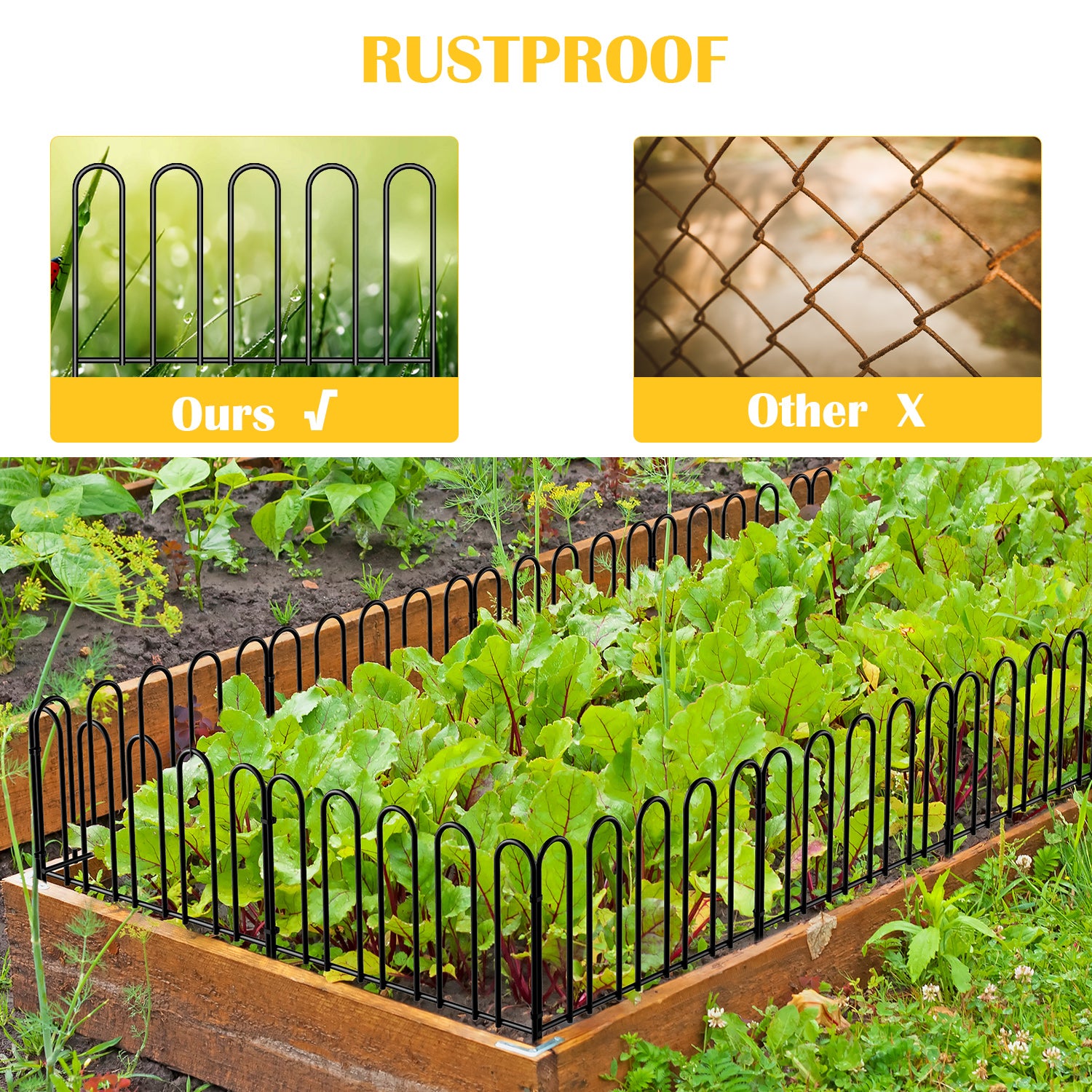 7/18 Pack Decorative Garden Fence 16.9in (H), Rustproof Landscape Wrought Iron Metal Wire Border Animal Barrier for Dog, No Dig Fencing, Flower Bed Edging for Yard Patio Outdoor Decor