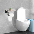 Rustic Whitewashed Wood Industrial Pipe Toilet Paper Holder-Wall-Mounted Tissue Dispenser with Shelf.