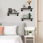 4-Pack Industrial Pipe Shelf Brackets, Cast Iron Elbow Shelving Brackets for DIY Floating Shelves, Heavy Duty Wall Mount Brackets, Black,