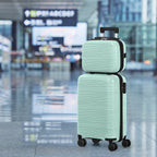2-Piece PP Hardside Luggage Set - 20 Inch Carry On Suitcase + 14 Inch Cosmetic Case with Spinner Wheels & Lock (Black)