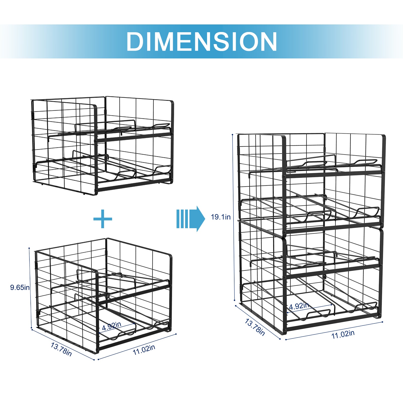 2 Pack Soda Can Organizer Beverage Rack Dispenser Stackable Can Rack Organizer for Pantry Refrigerator Kitchen Cabinets, Dispenser 20 Standard Size 12oz Soda Cans or Canned food