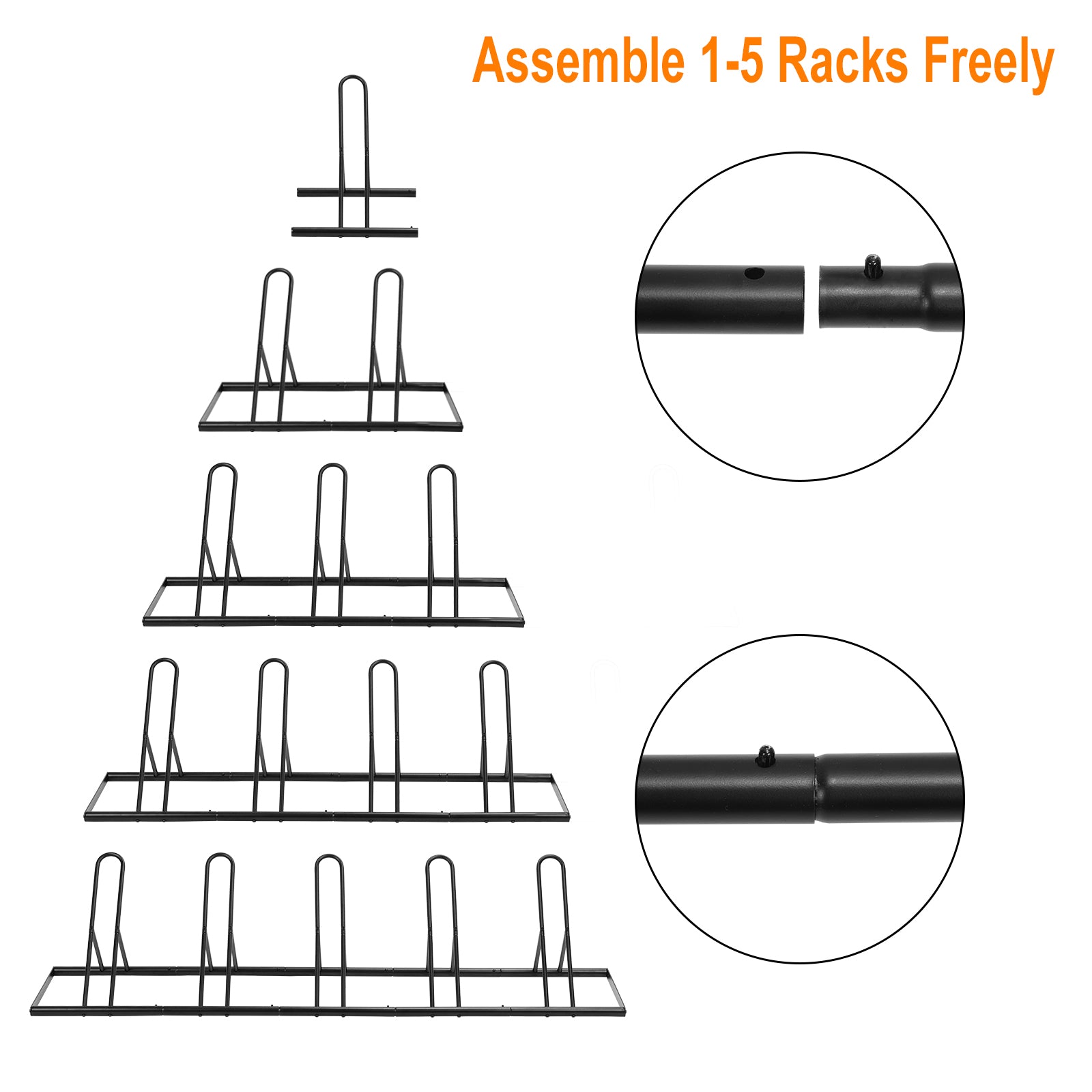 5-Bike Floor Parking Stand - Adjustable Free-Standing Storage Rack for Garage, MTB & Road Bikes