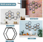 10-Piece Hexagon Floating Shelves | Modern Matte Black Honeycomb Wall Gallery Set