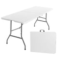 6-Foot Portable Folding Table, Heavy-Duty Indoor/Outdoor Utility Picnic Table with Carrying Handle (White)