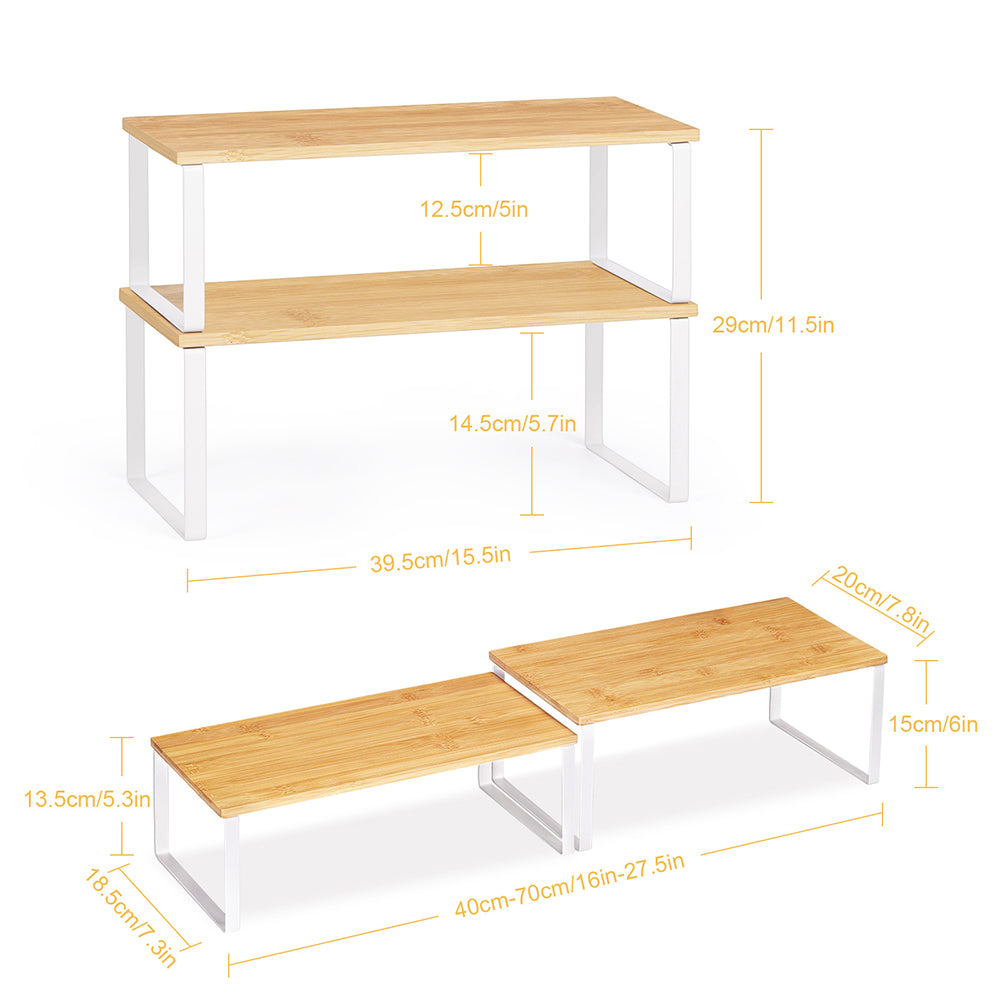 4-Piece Premium Kitchen Cabinet Shelf Risers â€“ Expandable Pantry & Countertop Storage Solution