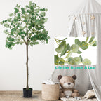 6FT Tall Artificial Eucalyptus Tree - Realistic Faux Silk Potted Plant for Indoor Decor