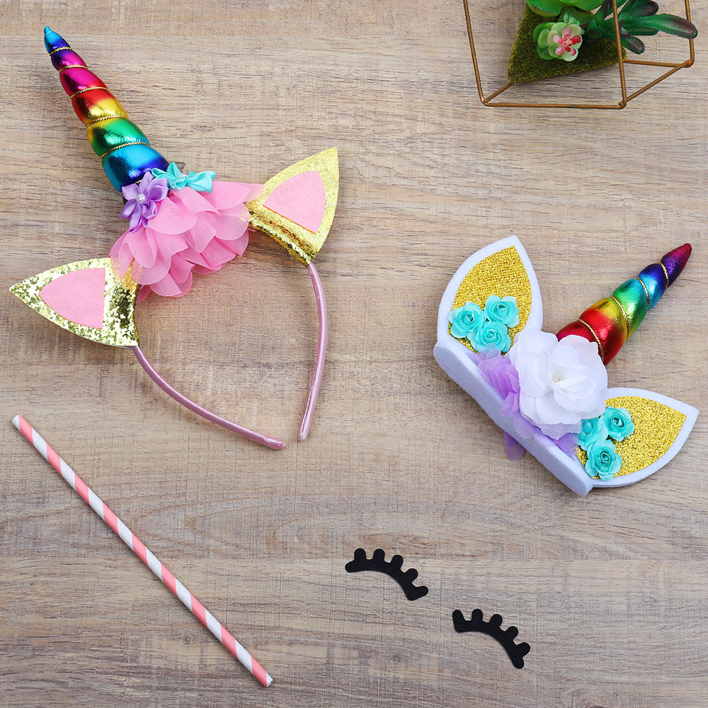 Vibrant Unicorn Horn Topper with Floral Details and Eyelashes for Birthdays, Weddings, and Themed Parties