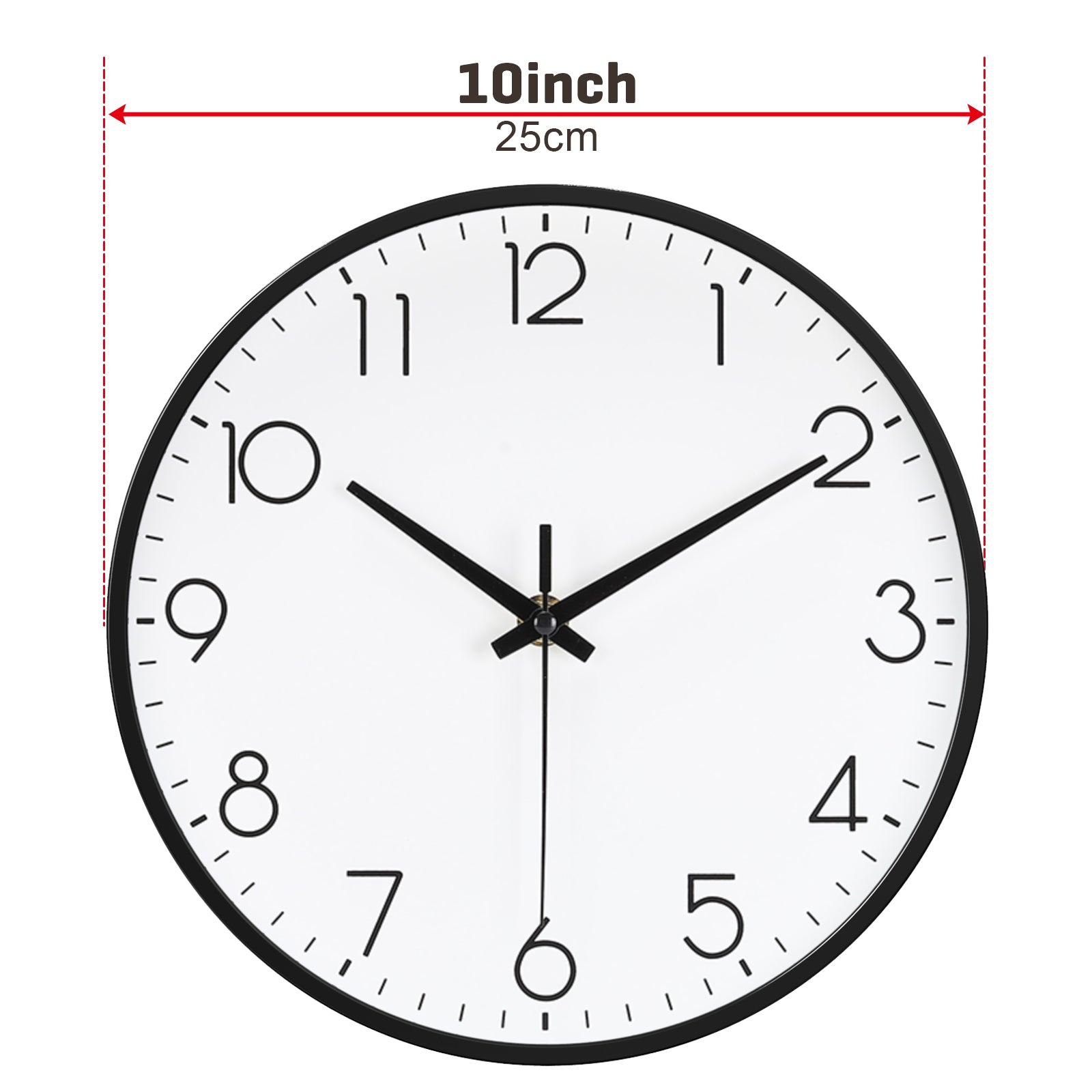 10 Inch Black, Rose Gold Wall Clock Battery Operated Silent & Non-Ticking Wall Clock for Home Office Bathroom, Living Room, Kitchen
