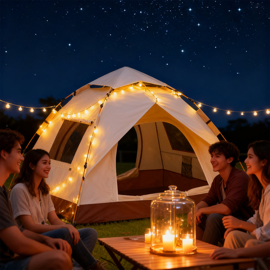 4-Person Automatic Pop-Up Camping Tent, Waterproof Lightweight Outdoor Tent for Backpacking & Beach